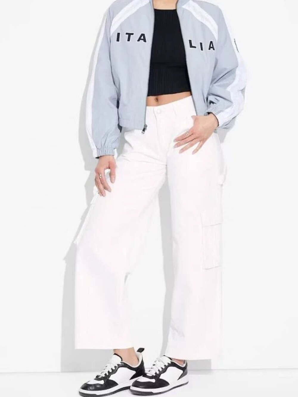 wild fable White Wide Leg Cargo Jeans